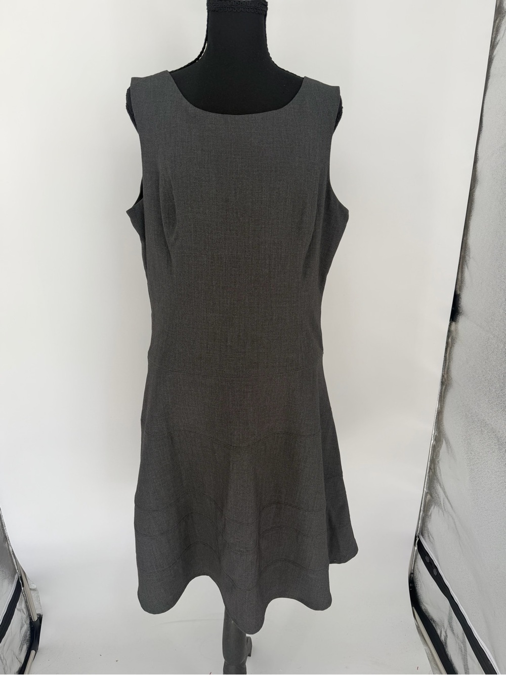 Calvin Klein‎ Charcoal Sleeveless Midi Dress Office Basic